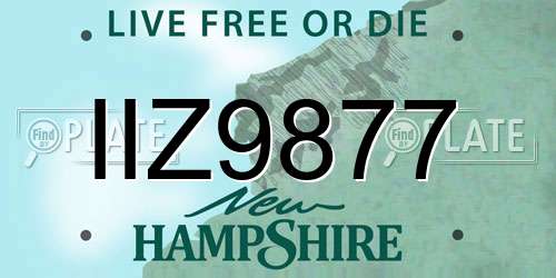 IIZ9877 New Hampshire License Plate