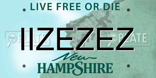 IIZEZEZ New Hampshire License Plate
