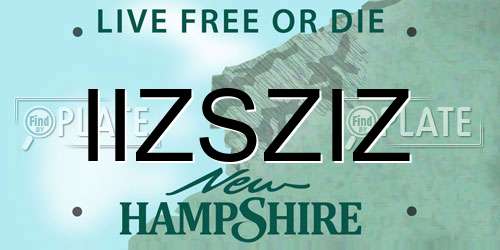 IIZSZIZ New Hampshire License Plate