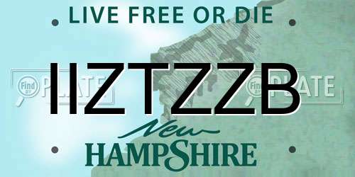 IIZTZZB New Hampshire License Plate