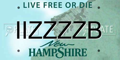 IIZZZZB New Hampshire License Plate