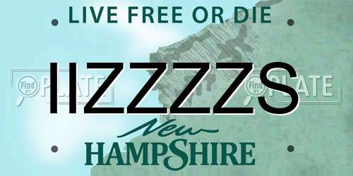 IIZZZZS New Hampshire License Plate