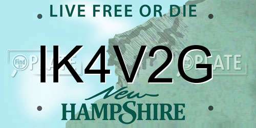 IK4V2G New Hampshire License Plate
