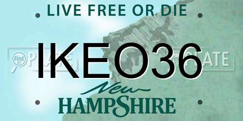 IKEO36 New Hampshire License Plate
