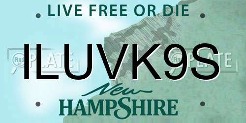 ILUVK9S New Hampshire License Plate