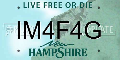 IM4F4G New Hampshire License Plate