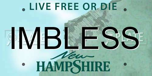 IMBLESS New Hampshire License Plate
