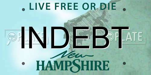 INDEBT New Hampshire License Plate