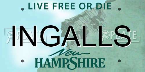INGALLS New Hampshire License Plate