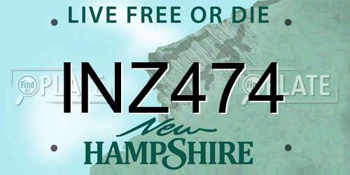 INZ474 New Hampshire License Plate