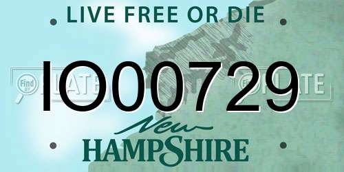 IO00729 New Hampshire License Plate