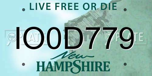 IO0D779 New Hampshire License Plate