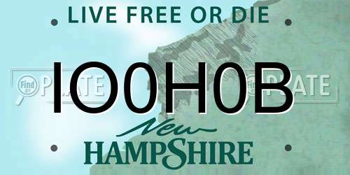 IO0H0B New Hampshire License Plate