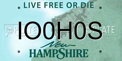 IO0H0S New Hampshire License Plate