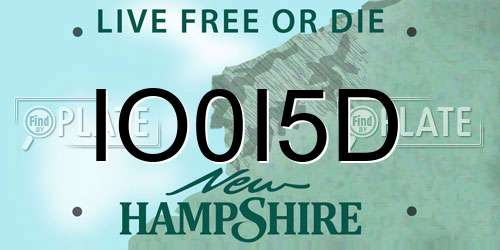 IO0I5D New Hampshire License Plate