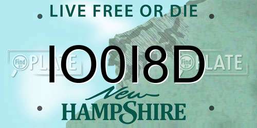 IO0I8D New Hampshire License Plate
