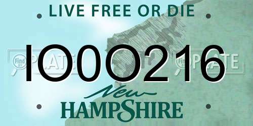 IO0O216 New Hampshire License Plate