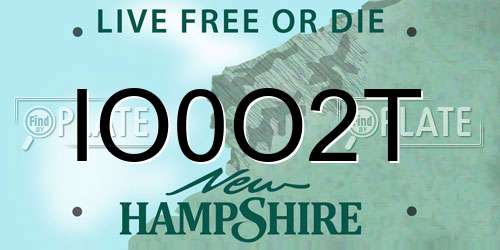 IO0O2T New Hampshire License Plate