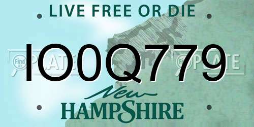 IO0Q779 New Hampshire License Plate