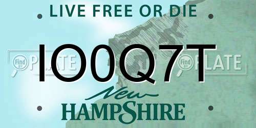 IO0Q7T New Hampshire License Plate