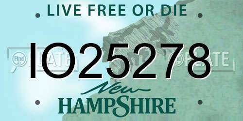 IO25278 New Hampshire License Plate