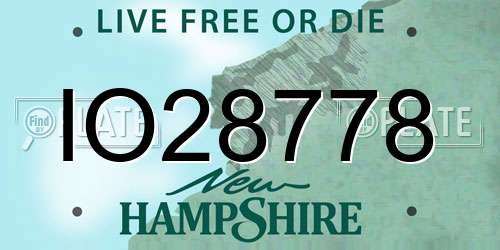 IO28778 New Hampshire License Plate