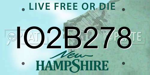 IO2B278 New Hampshire License Plate