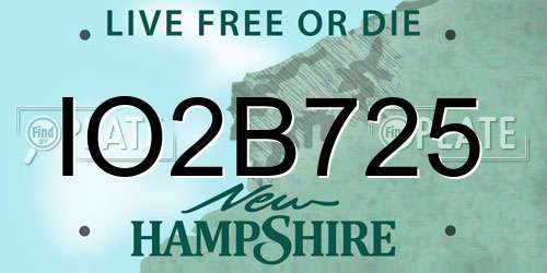 IO2B725 New Hampshire License Plate