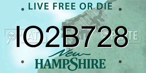 IO2B728 New Hampshire License Plate