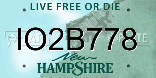 IO2B778 New Hampshire License Plate