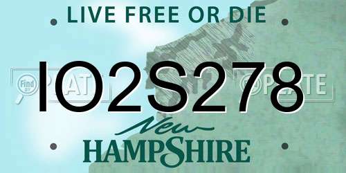 IO2S278 New Hampshire License Plate