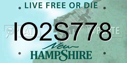 IO2S778 New Hampshire License Plate