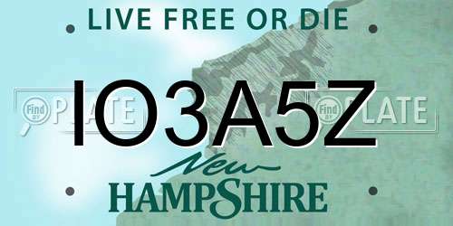 IO3A5Z New Hampshire License Plate