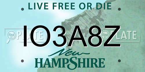 IO3A8Z New Hampshire License Plate