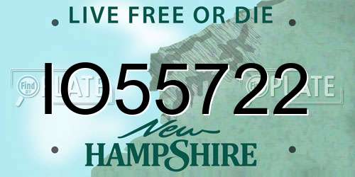 IO55722 New Hampshire License Plate