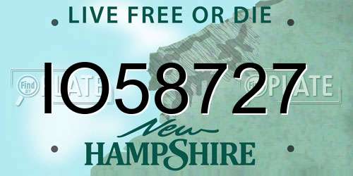 IO58727 New Hampshire License Plate