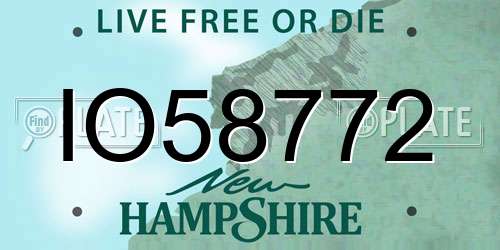 IO58772 New Hampshire License Plate