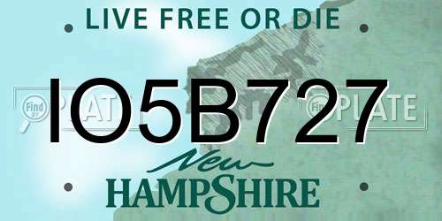 IO5B727 New Hampshire License Plate
