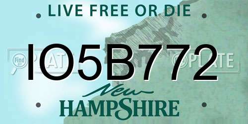 IO5B772 New Hampshire License Plate