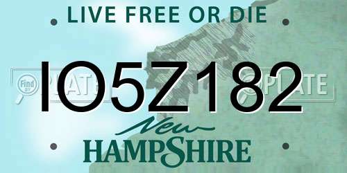 IO5Z182 New Hampshire License Plate