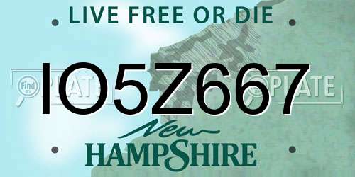 IO5Z667 New Hampshire License Plate