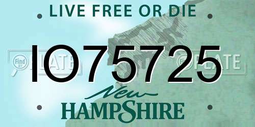 IO75725 New Hampshire License Plate