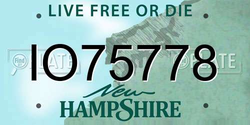 IO75778 New Hampshire License Plate