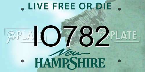 IO782 New Hampshire License Plate