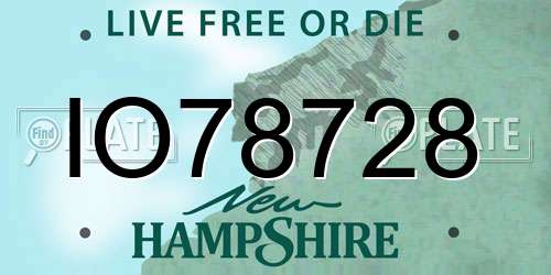 IO78728 New Hampshire License Plate