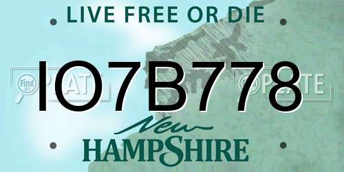 IO7B778 New Hampshire License Plate
