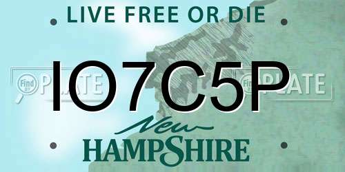 IO7C5P New Hampshire License Plate