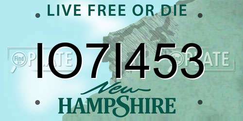 IO7I453 New Hampshire License Plate
