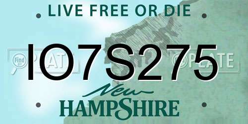IO7S275 New Hampshire License Plate