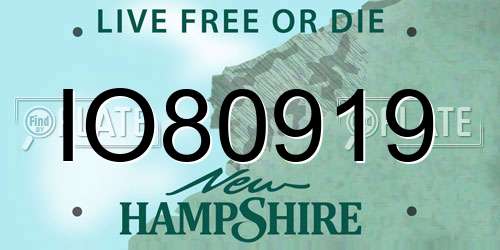 IO80919 New Hampshire License Plate